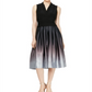SL Fashions Women's Zippered Ombre Sleeveless V Neck Below the Knee Fit Flare Cocktail Dress Black Size 12