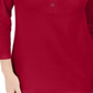 Karen Scott Women's 3/4 Sleeve Henley Shirt Red Size Medium