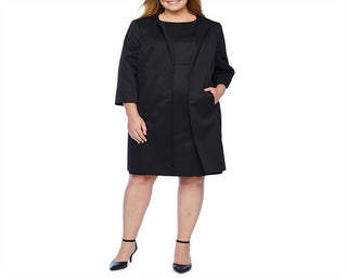 Le Suit Women's Textured Sleeveless Scoop Neck Knee Length Wear to Work Dress Black Size 24W