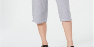 Karen Scott Women's Cotton Seersucker Capri Pants Blue Size X-Large
