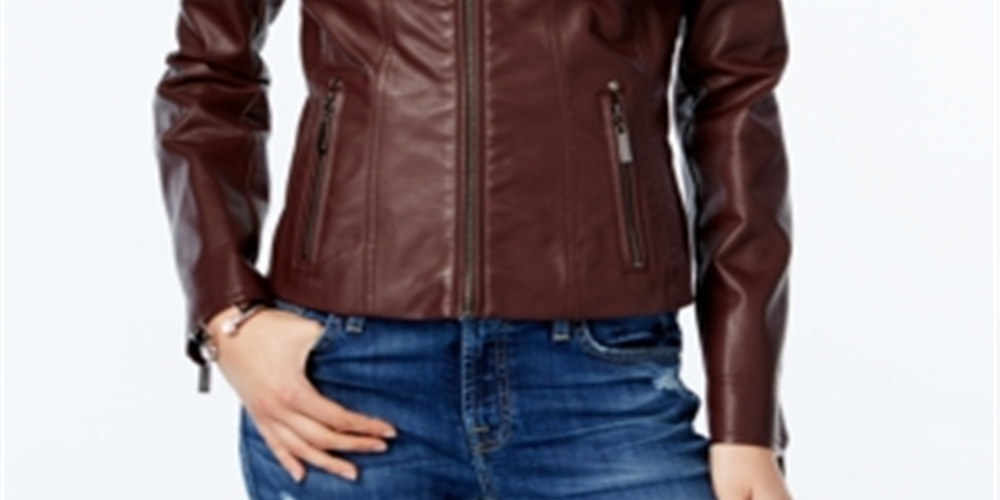 Jou Jou Women's Motorcycle Jacket Brown Size Large