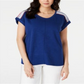 Style & Co Women's Short Sleeve Scoop Neck Top Blue Size Large