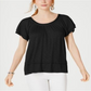 Style & Co Women's Tiered Flutter Sleeve Top Black Size Medium