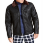 INC International Concepts Men's Faux Fur Lined Zip up Faux Leather Jacket Black Size XX-Large