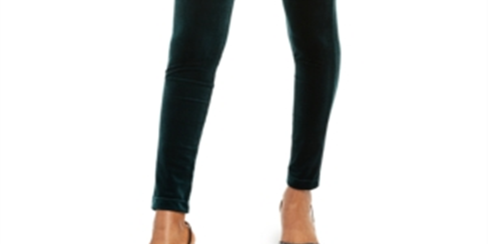 INC International Concepts Women's Velvet Pull on Skinny Pants Green Size 6