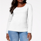 Karen Scott Women's Cotton Scoop Neck Top White Size Petite