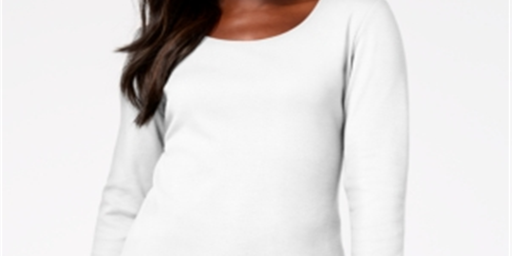 Karen Scott Women's Cotton Scoop Neck Top White Size Petite
