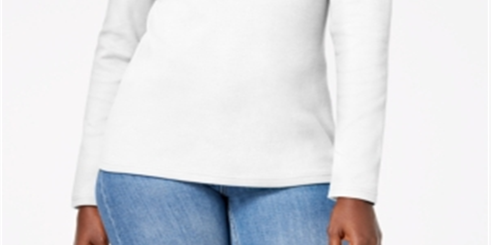 Karen Scott Women's Cotton Scoop Neck Top White Size Petite