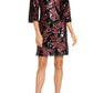 Taylor Women's Split Sleeve Botanical Sequined Dress Black Size 10