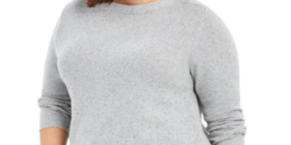 Karen Scott Women's Plus Curved Hem Tunic Gray Size 4X