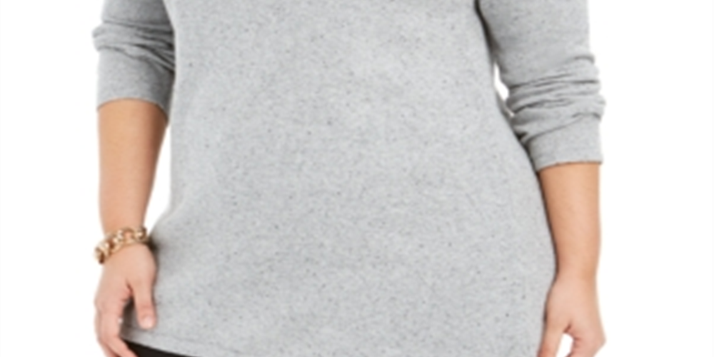 Karen Scott Women's Plus Curved Hem Tunic Gray Size 4X