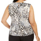 Calvin Klein Women's Animal Print Sleeveless Jewel Neck Top Pink Size 2X