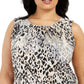 Calvin Klein Women's Animal Print Sleeveless Jewel Neck Top Pink Size 2X