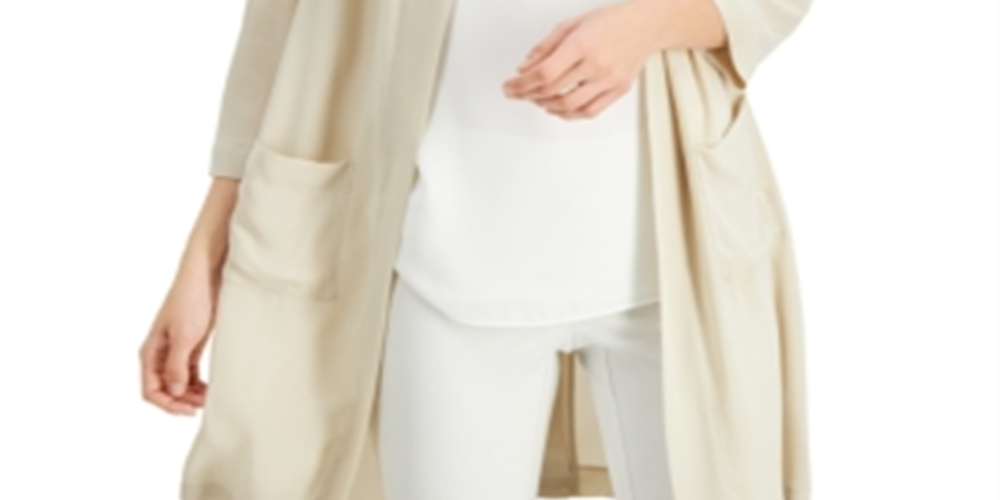 Alfani Women's Topper Open Front Cardigan Top Brown Size Large