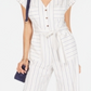 Monteau Women's Striped Belted Jumpsuit White Size Petite Large