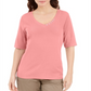 Karen Scott Women's Button Detail V Neck Top Pink Size Small