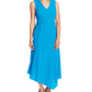 Vince Camuto Women's Zippered Belted Sleeveless V Neck MIDI Evening a Line Dress Blue Size 4