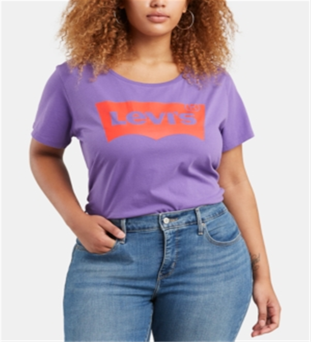 Levi's Women's Logo Short Sleeves T-Shirt Purple Size 1X