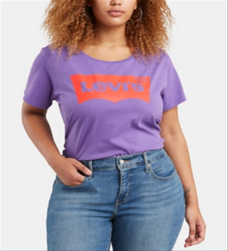 Levi's Women's Logo Short Sleeves T-Shirt Purple Size 1X