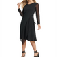 DKNY Women's Asymmetrical-Hem Sheer Sleeve Dress Black Size Large