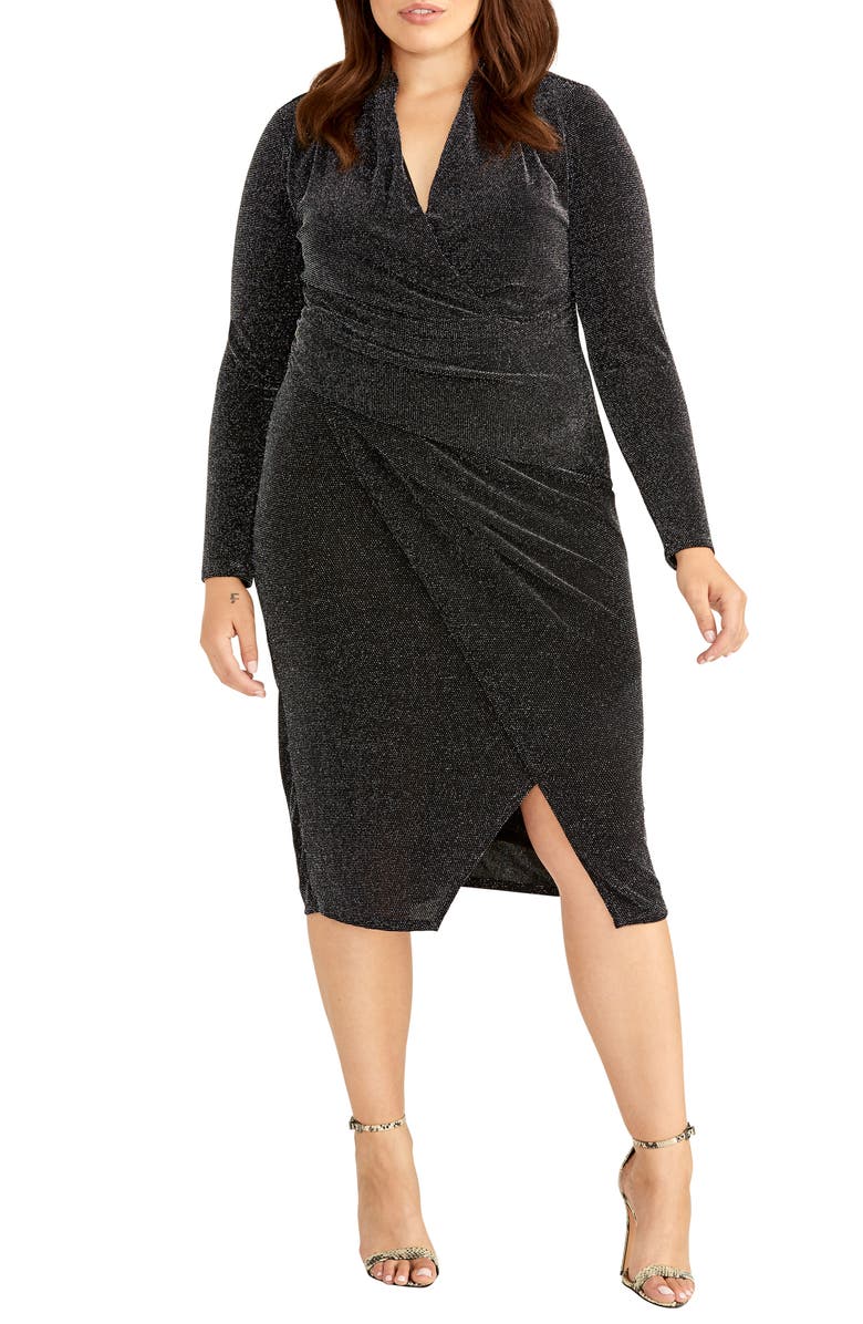 Rachel Roy Women's Trendy Sparkle Faux Wrap Dress Size 20W