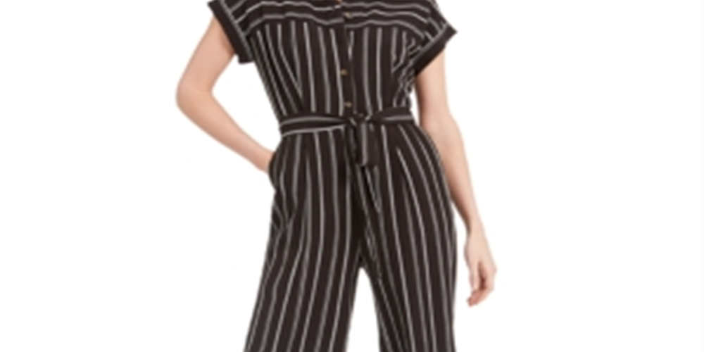 Calvin Klein Women's  Petite Striped Jumpsuit Black  Size 8P