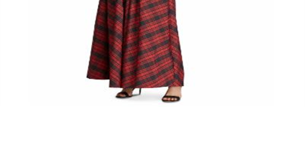 RALPH LAUREN Womens Red Plaid Sleeveless V Neck Maxi Sheath Evening Dress Size 10