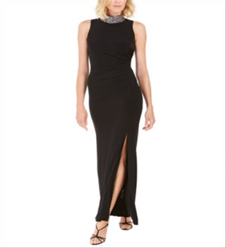 Vince Camuto Women's Sleeveless Mock Maxi Sheath Evening Dress Black Size 4