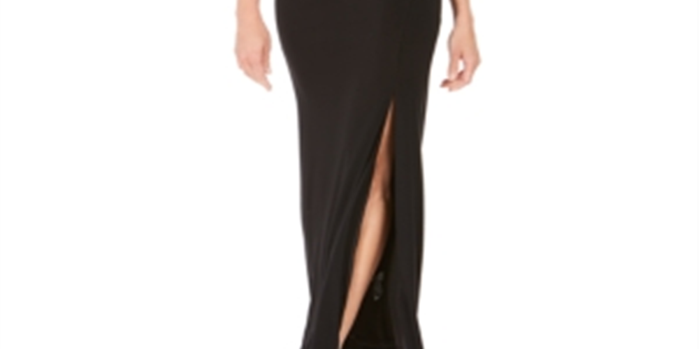 Vince Camuto Women's Sleeveless Mock Maxi Sheath Evening Dress Black Size 4