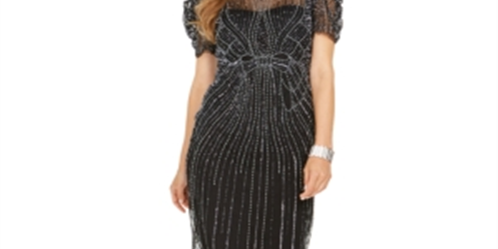 Adrianna Papell Embellished Illusion Sheath Dress Black Size 4