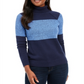 Karen Scott Women's Colorblock Turtleneck Sweater Blue Size X-Small