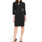 Calvin Klein Women's Zippered 3/4 Sleeve Keyhole Above the Knee Sheath Cocktail Dress Black Size 2