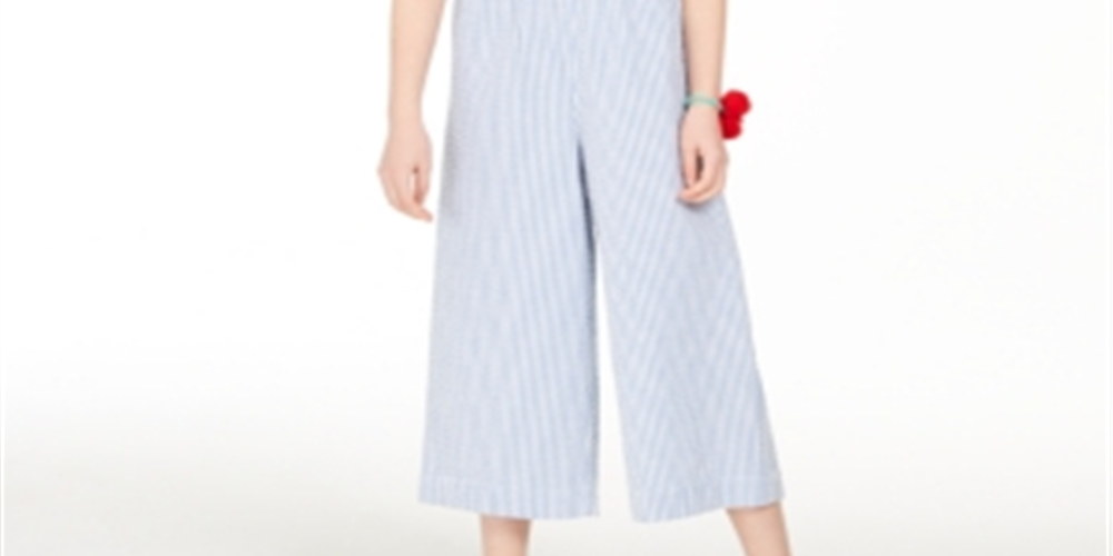 Charter Club Big Girl's Mommy & Me Seersucker Jumpsuit Blue Size X-Large