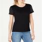 INC International Concepts Women's Jet Midnight Knit Pearl Emebllished Top Black Size X-Large