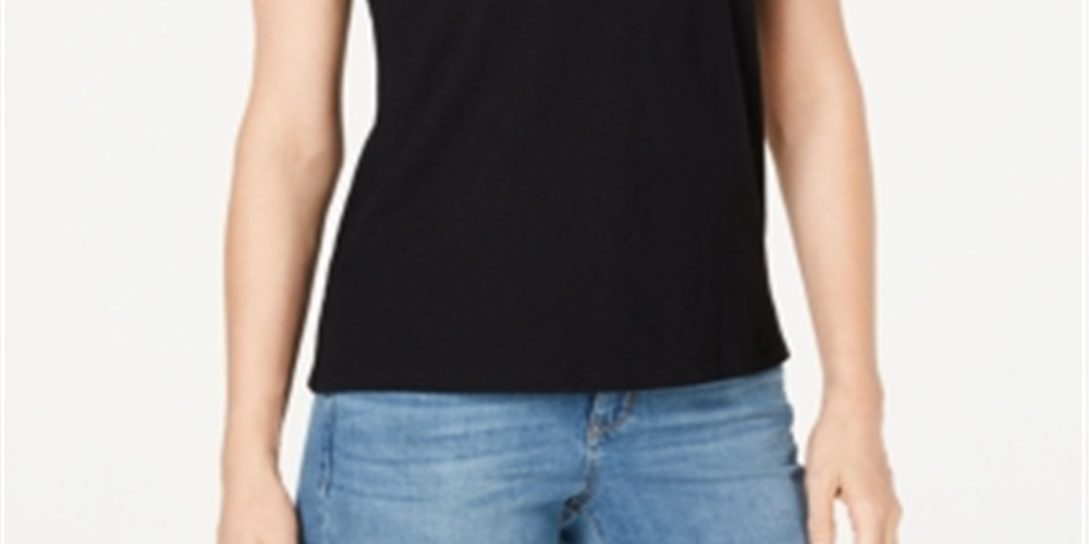INC International Concepts Women's Jet Midnight Knit Pearl Emebllished Top Black Size X-Large