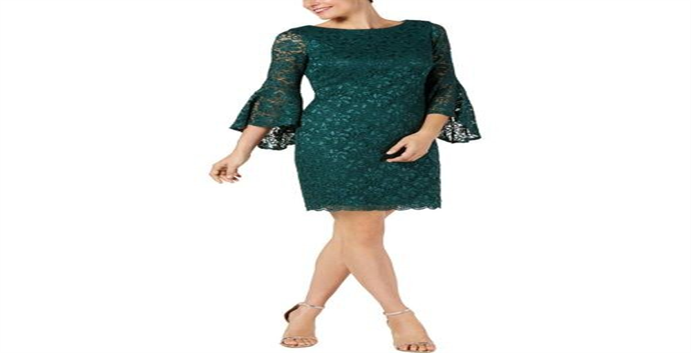 Jessica Howard Women's Bell Sleeve Above the Knee Sheath Dress Green Size 10