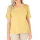 Karen Scott Women's Cotton Crochet Front Top Yellow Size Small