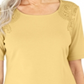 Karen Scott Women's Cotton Crochet Front Top Yellow Size Small