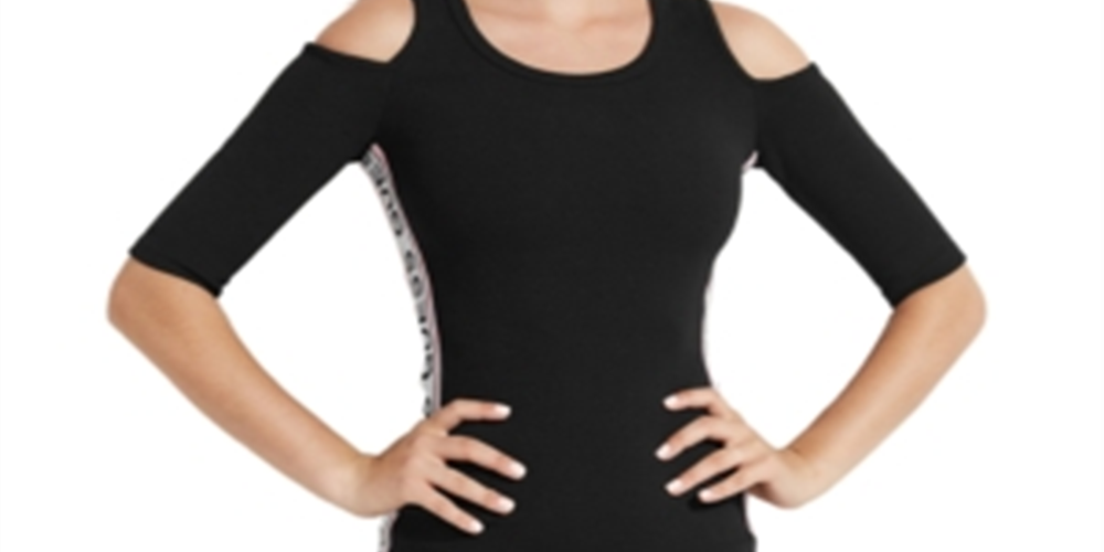 Guess Women's Alma Cold Shoulder Logo Casual Dress Black Size Large