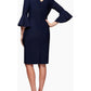 Alex Evenings Women's Rhinestone Bell Sleeve Jewel Neck Above the Knee Evening Wrap Dress Blue Size 4