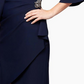 Alex Evenings Women's Rhinestone Bell Sleeve Jewel Neck Above the Knee Evening Wrap Dress Blue Size 4