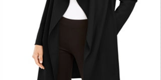 Alfani Women's Wing Collar Draped Front Jacket Black Size Petite Medium