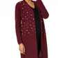 Charter Club Women's Pure Cashmere Embellished Cardigan Red Size L