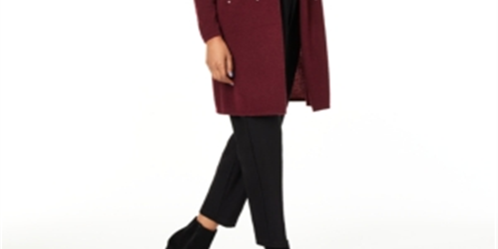 Charter Club Women's Pure Cashmere Embellished Cardigan Red Size L
