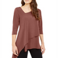 Alfani Women's Asymmetrical Hem 3/4 Sleeve Top Pink Size Small