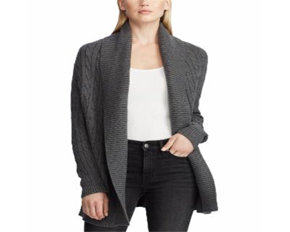 Ralph Lauren Women's Cable Knit Shawl Cardigan Gray Size 34X16