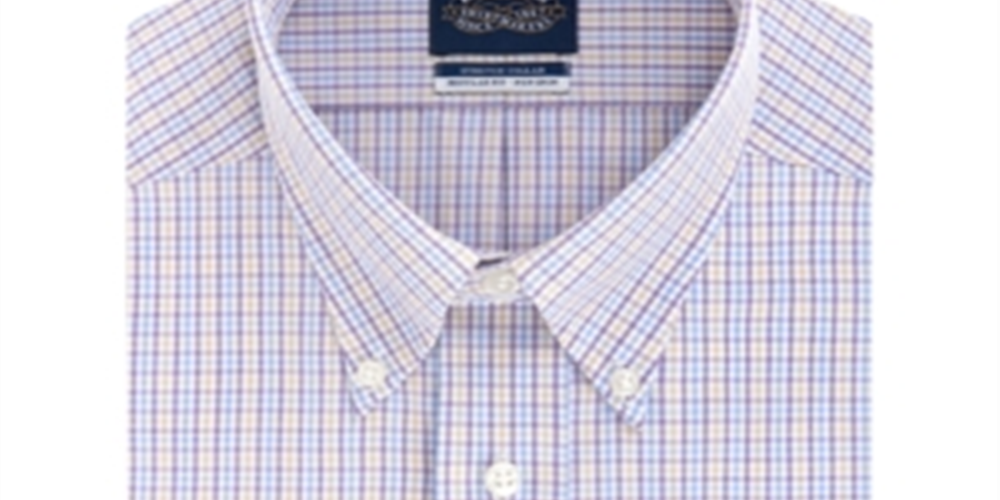 Eagle Men's Check Collared Dress Shirt Purple Size 18.5X36X37