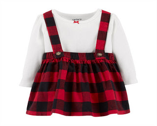 Carter's Girl's Infant Bodysuits Plaid Bodysuit & Red Plaid Skirt Red Size 12MOS