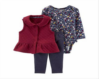 Carter's Girl's 3 pc Legging Set Baby Red Size NEWBORN