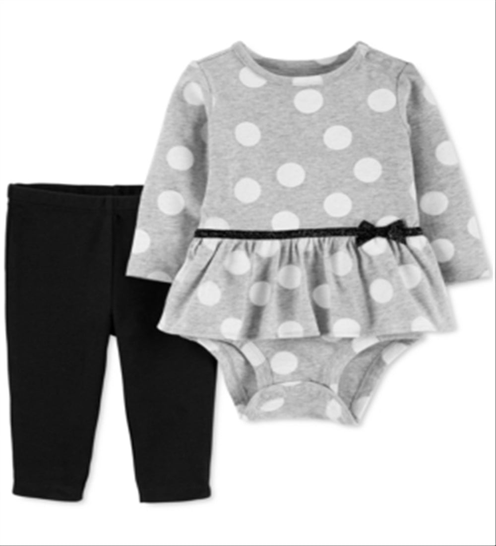 Carter's Girl's 2 pc Bodysuit Set Baby Gray Size Newborn